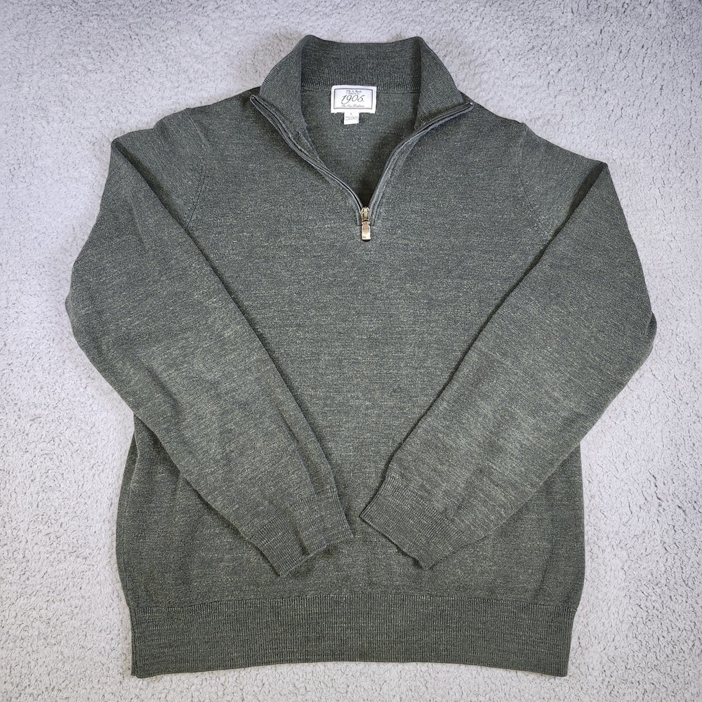 Jos. A. Bank 1/4 Zip Men's Large Green Pullover L/S Sweater Sweatshirt